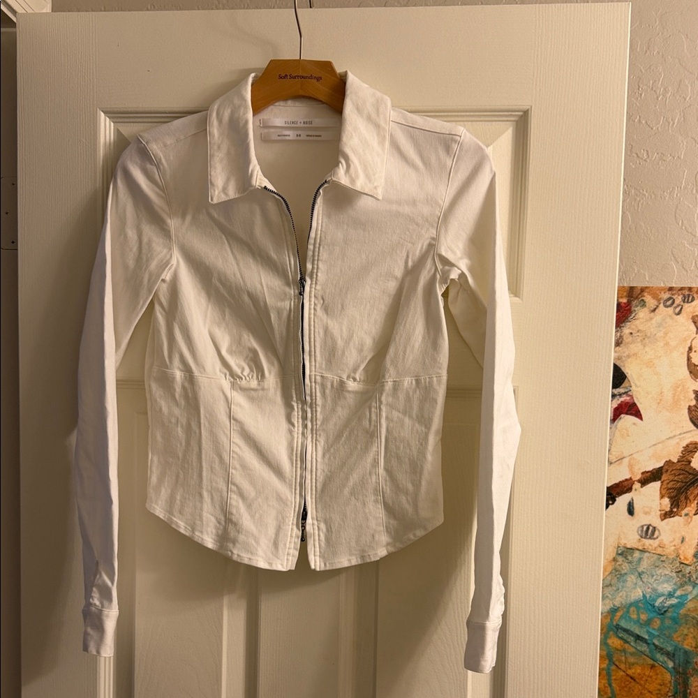Silence + Noice White Zip Jacket